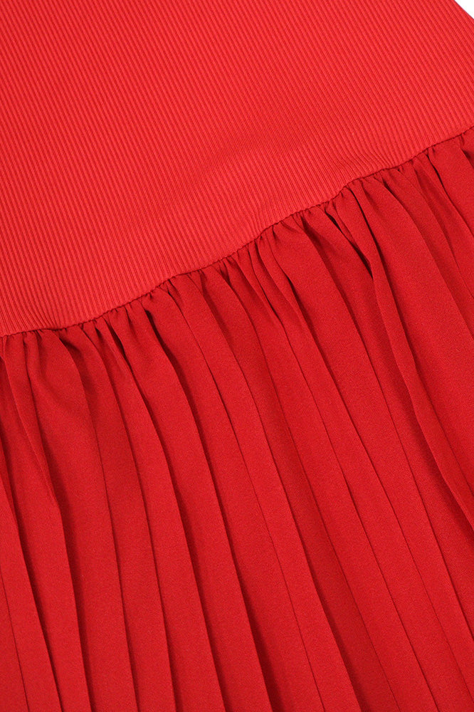 Sleeveless Round Neck Pleated Mini Dress
