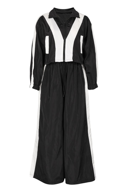 Color-Block Windbreaker & Wide-Leg Set