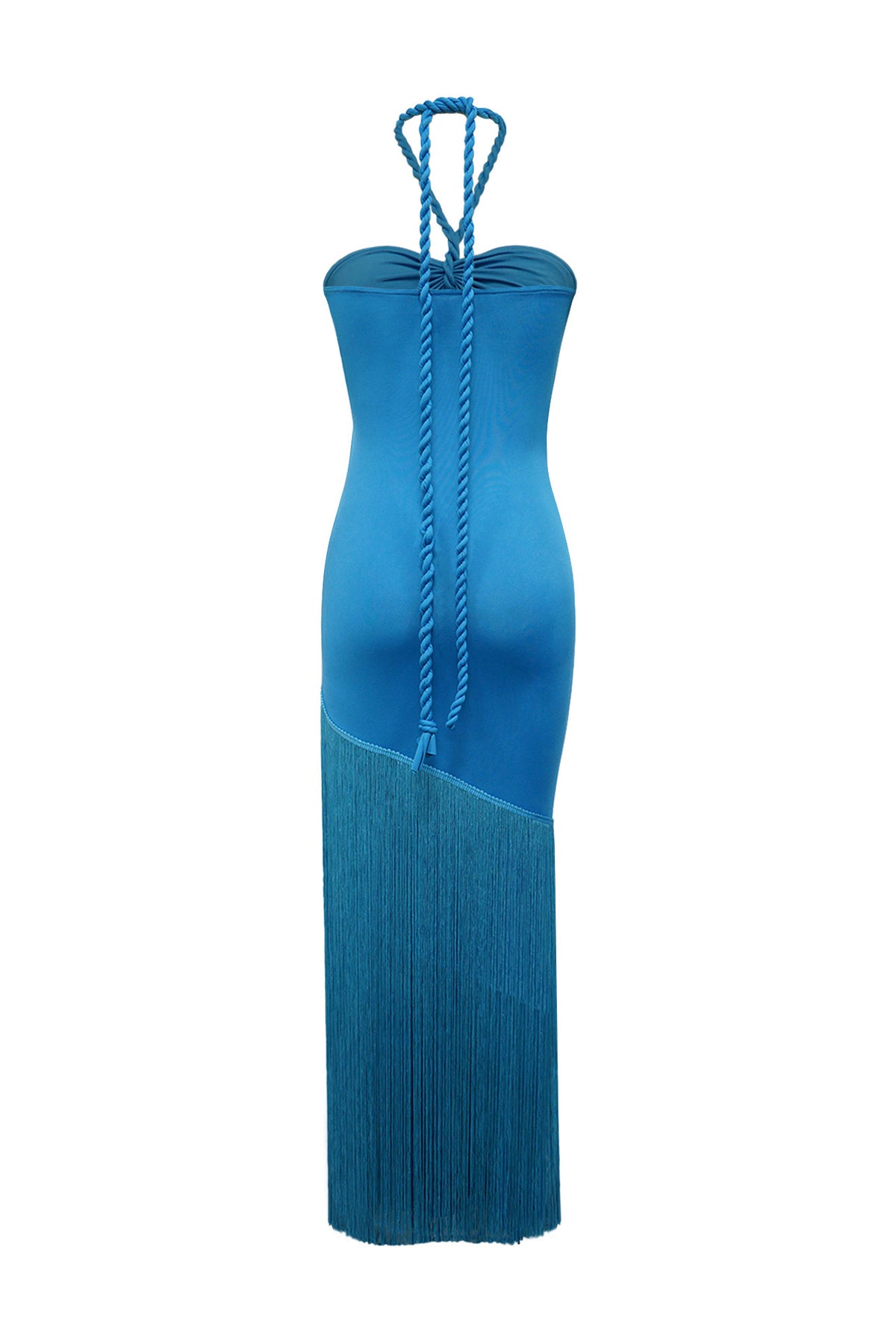 Halter Cutout Fringe Maxi Dress
