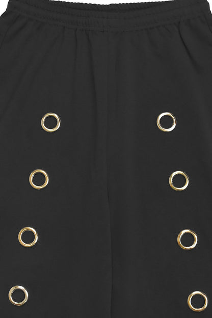 Oversized Eyelet Halter Crop Top & Pant Set