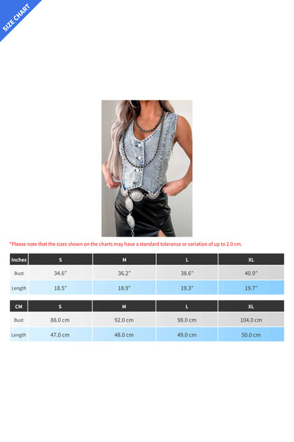 Sleeveless Studded Denim Vest