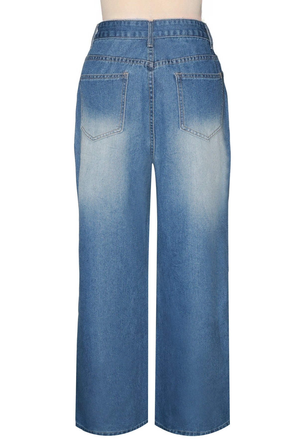 Distressed Wide-Leg Jeans