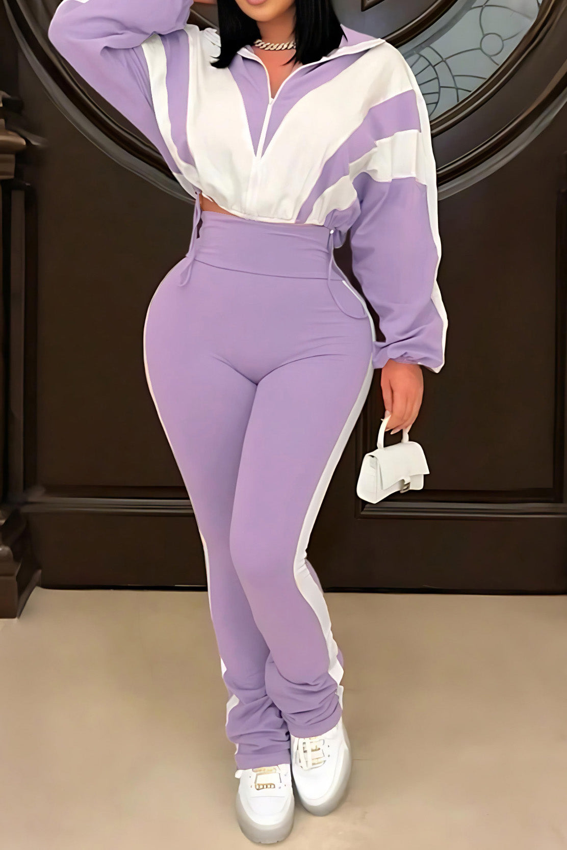 Sporty Color Block 2-Piece Tracksuit