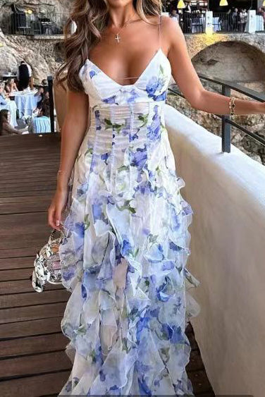 Ruffle Sheer Maxi Dress