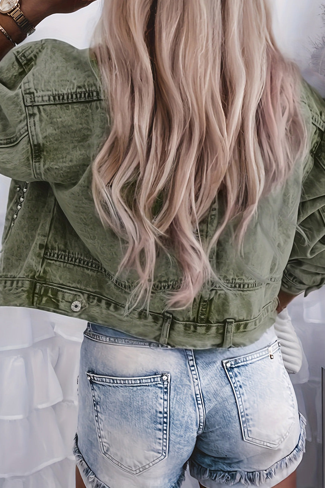 Rivet Studded Pocketed Denim Jacket
