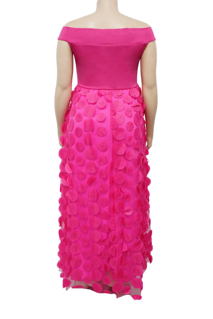 Plus Size Off Shoulder 3D Floral Maxi Dress