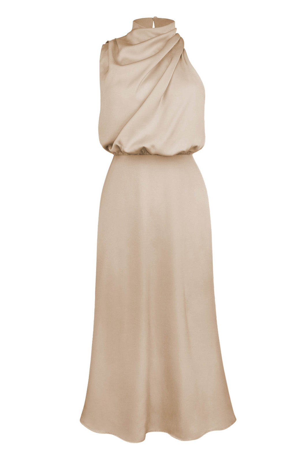 Satin Mock-Neck Slip Dress