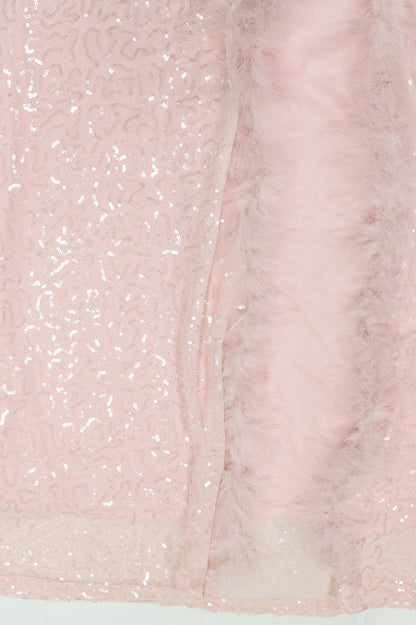 Feather Trim Sequin Gown