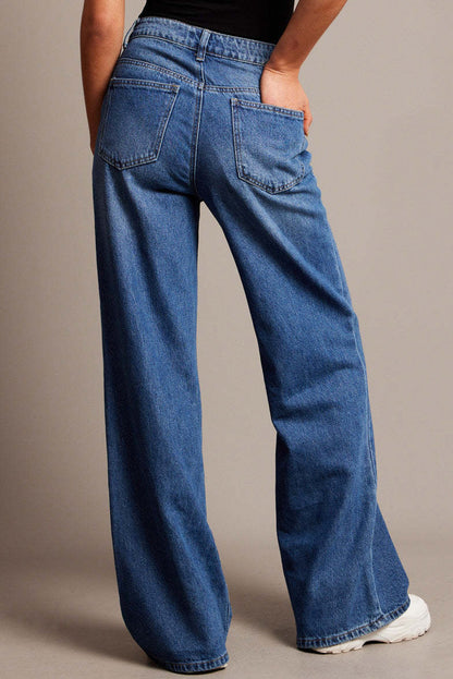 High Waist Loose Wide Leg Straight Jeans