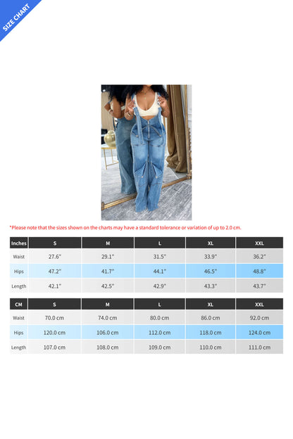 High Waist Denim Overalls Wide Leg Jumpsuit