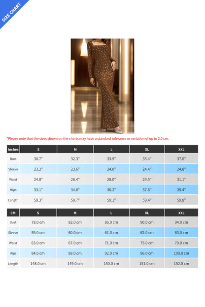 Crystal Embellished Square Neck Maxi Dress