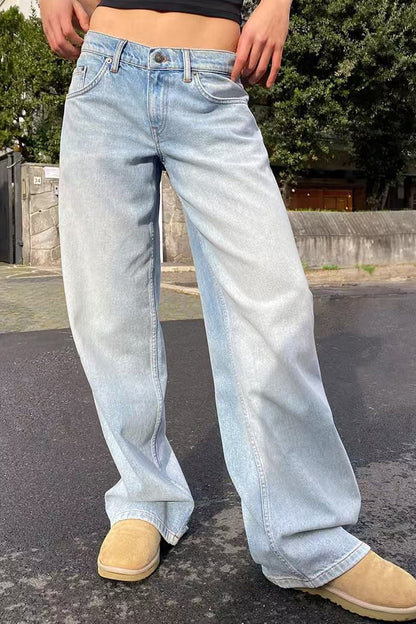 Vintage High Waist Loose Straight Wide Jeans