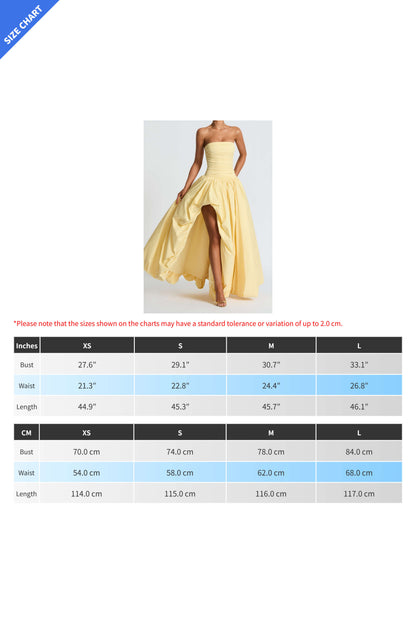 Strapless Ruched High-Slit Evening Gown