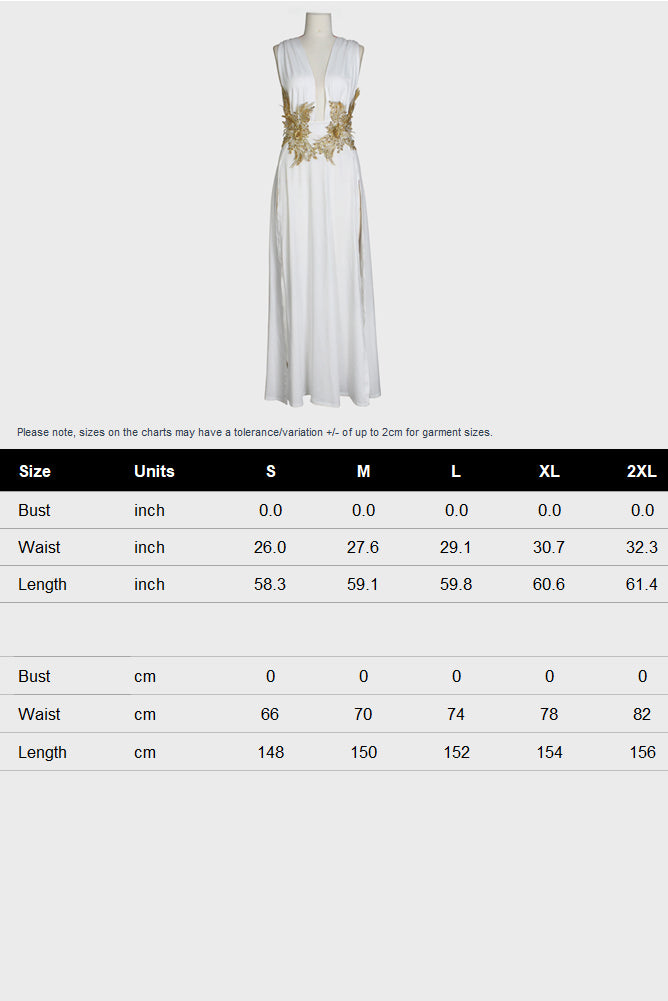 Open V-Neck Sleeveless Double Slit Maxi Dress