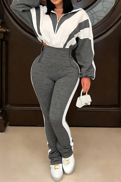 Sporty Color Block 2-Piece Tracksuit