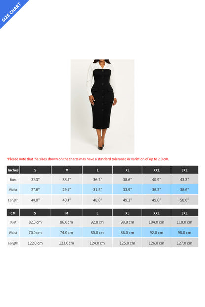Long Sleeve Blazer Collar Pencil Skirt Dress