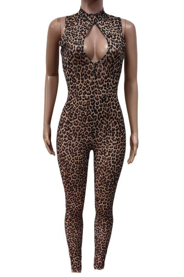 Sheer Mesh Leopard Jumpsuit
