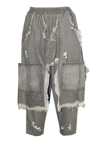 Vintage Ripped Harem Fit Denim Pants