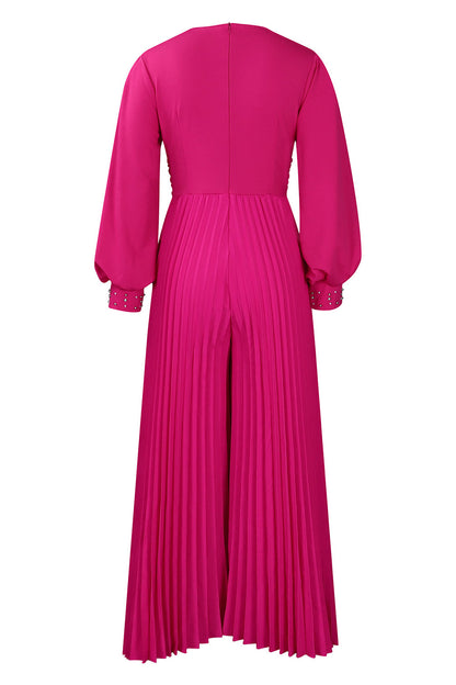 Plus Size Beaded Mesh Wide-Leg Jumpsuit