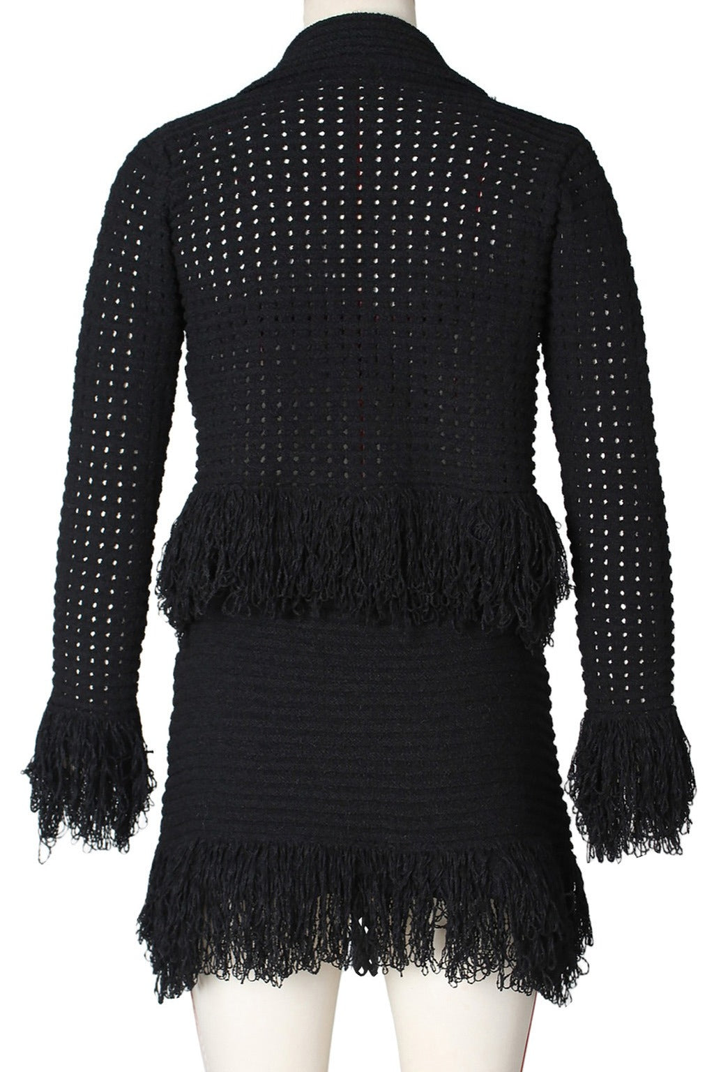 Knitted Fringe Skirt Set