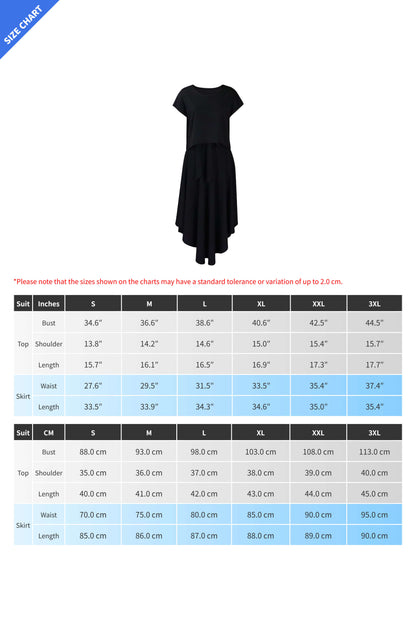 Solid Top & A-Line Midi Skirt