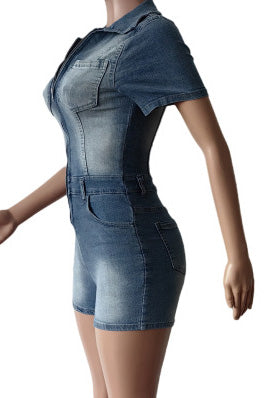 Sleeveless Stretchy Washed Romper