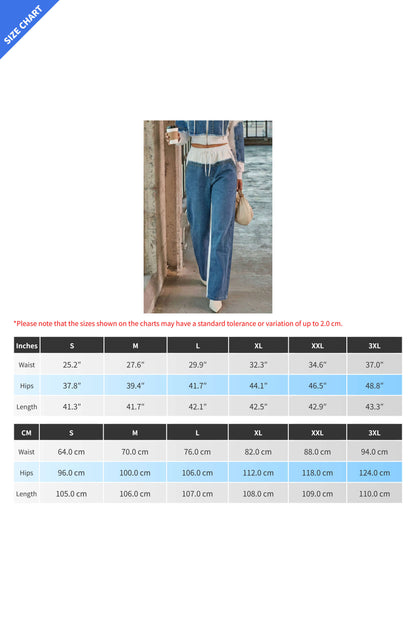 Denim Spliced Studded Wide Leg Joggers
