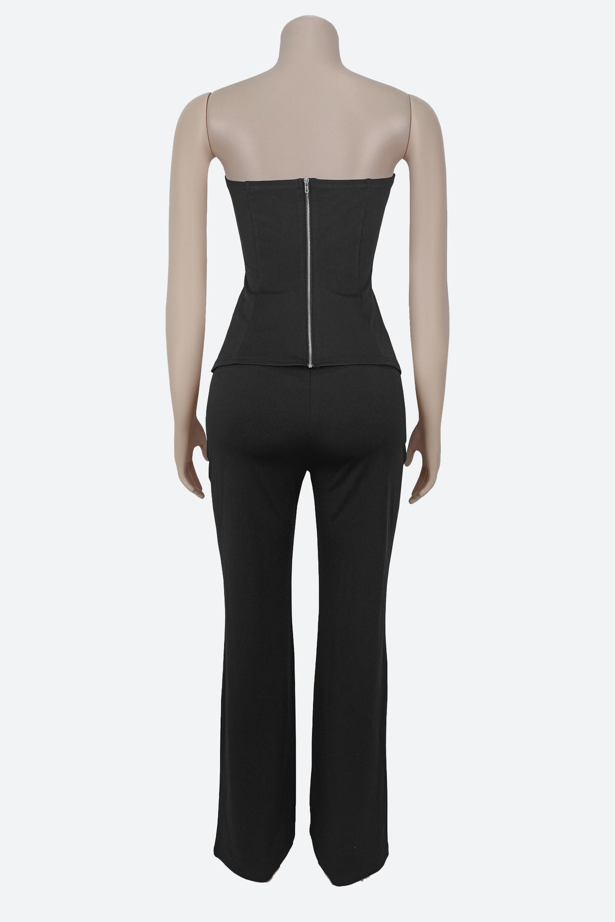 Strapless Gold Button Top & Fitted Pants Set