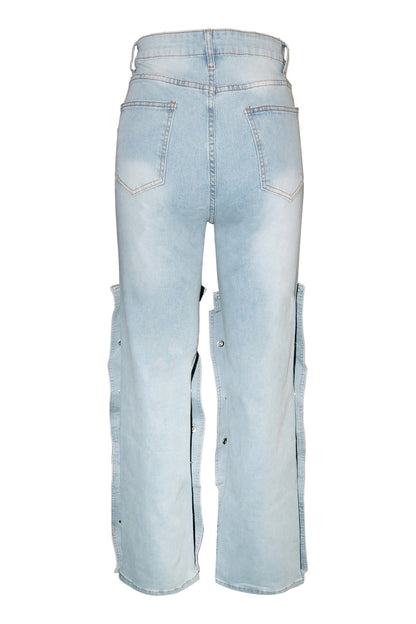 Street Style Utility Pocket Straight Jeans