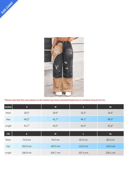Vintage Patchwork Ripped Utility Cargo Jeans