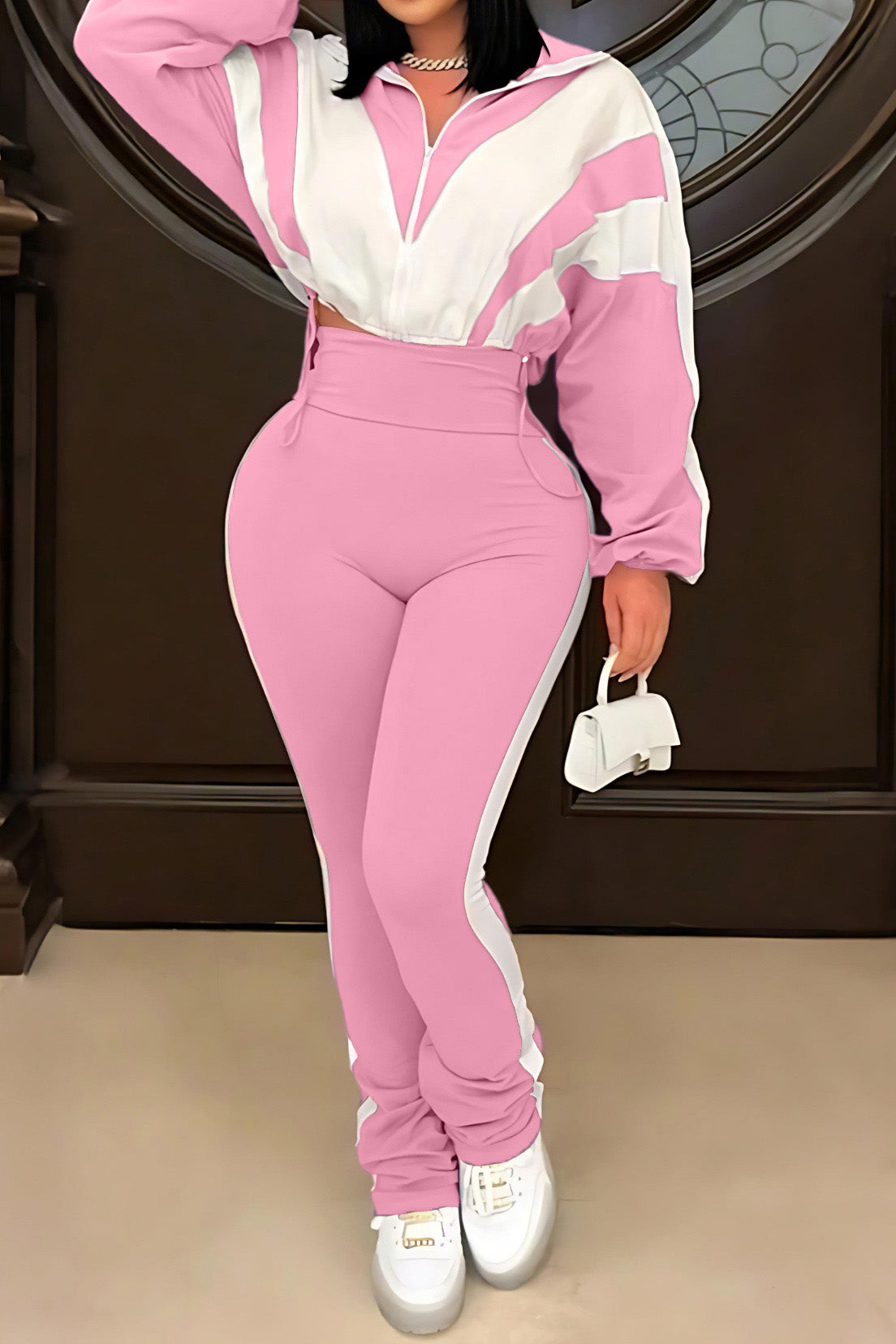 Sporty Color Block 2-Piece Tracksuit