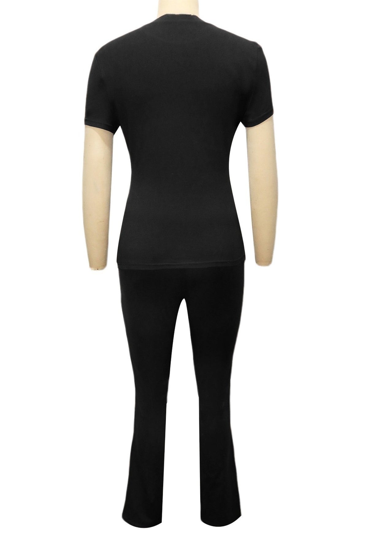 Fitted Short Sleeve Flare Pant Set