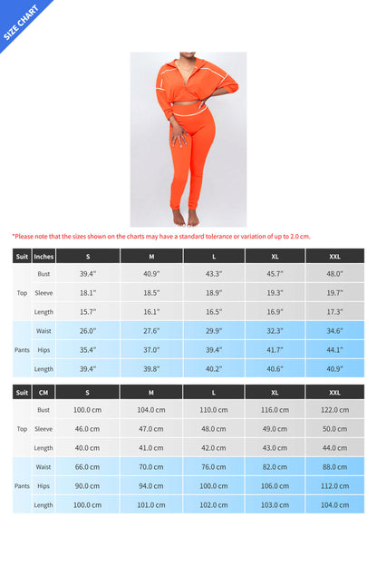 Solid Color Long Sleeve Zip-Up Top & Pants Set