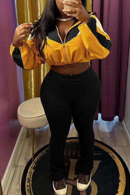 Color block Zip Top & Pants Set