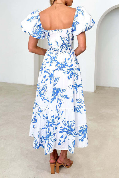 Seaside Printed Puff Sleeve Dress