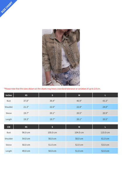 Rivet Studded Pocketed Denim Jacket