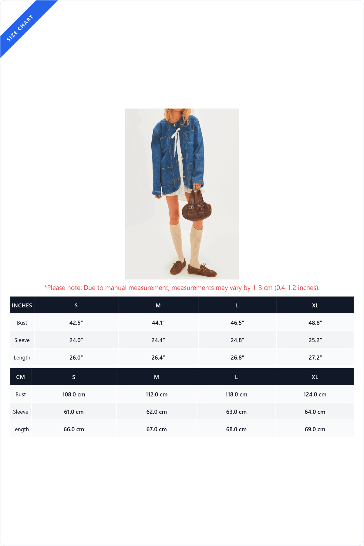 Collarless Button-Front Denim Jacket