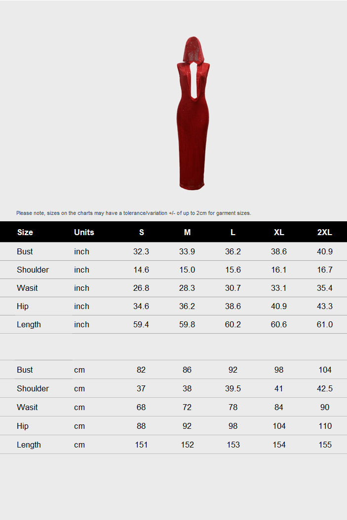 Hooded Sleeveless Sequins Mesh Maxi Dress