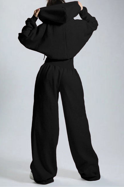 Hooded Drawstring Wide Leg Jumpsuit
