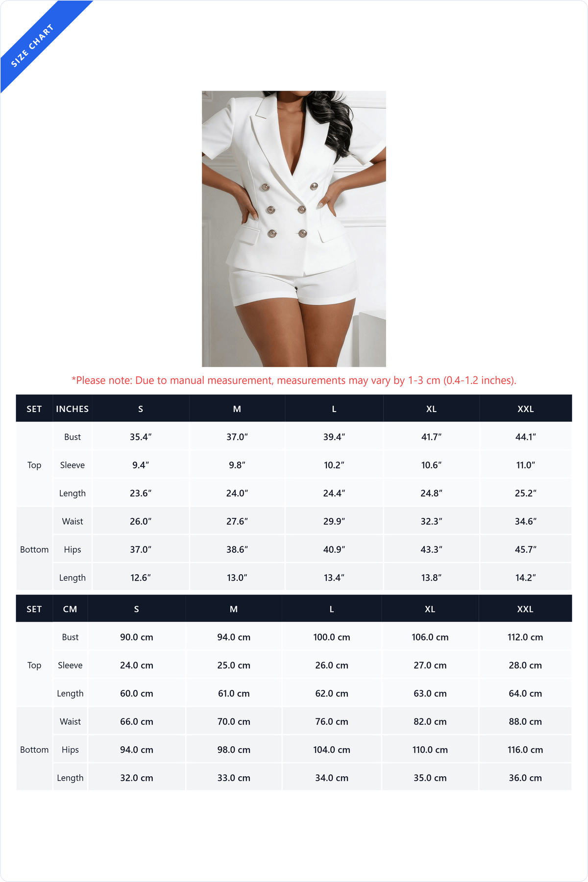 Short Sleeve Double-Breasted Blazer & Shorts Set