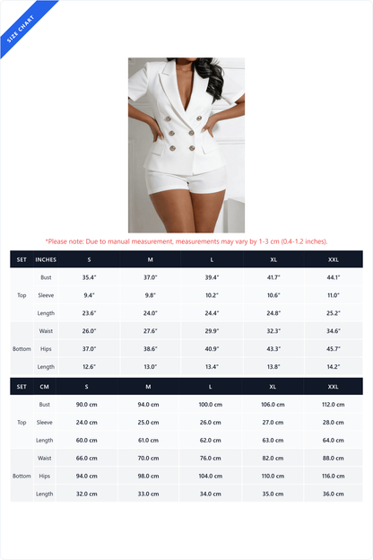 Short Sleeve Double-Breasted Blazer & Shorts Set