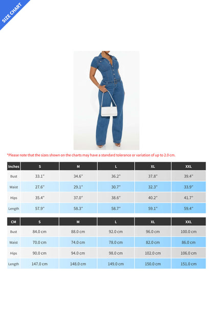 Elegant Wide-Leg Denim Jumpsuit