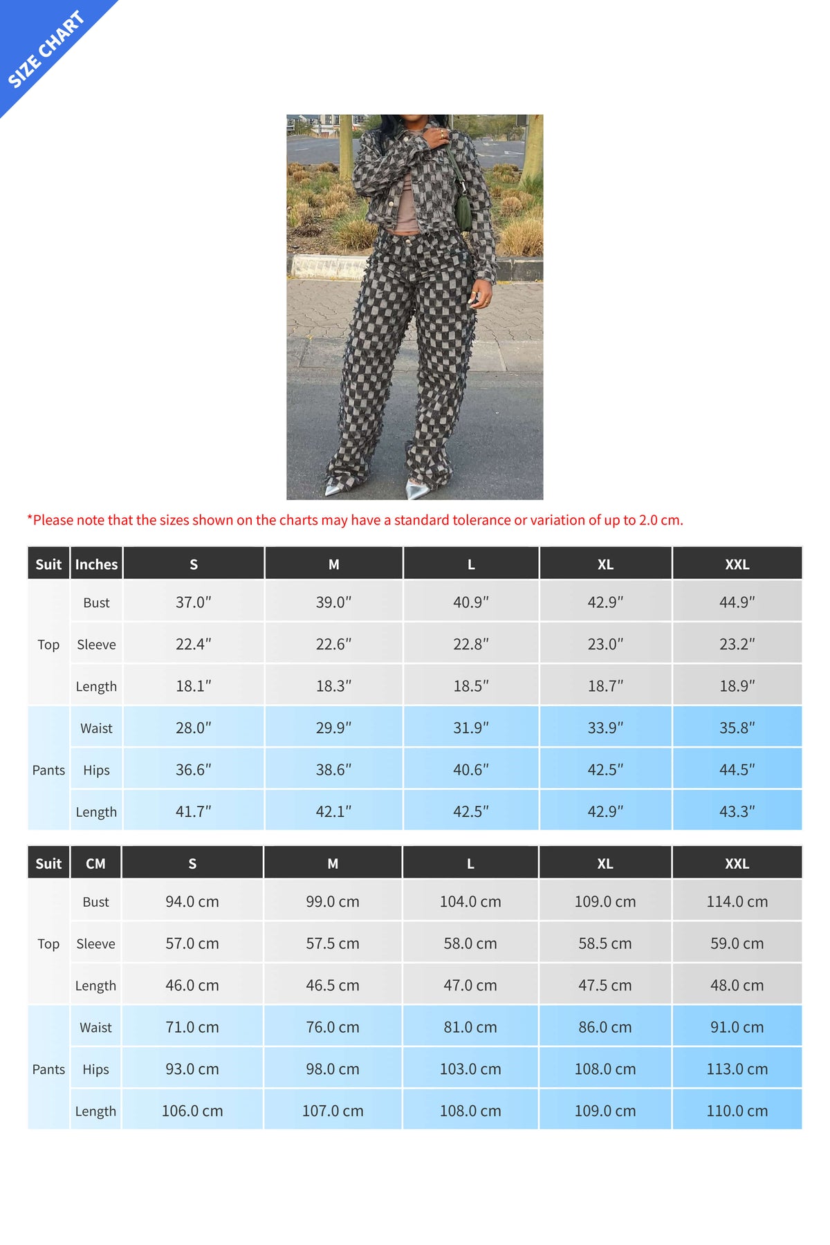 Checkered Denim Jacket & Pants Set