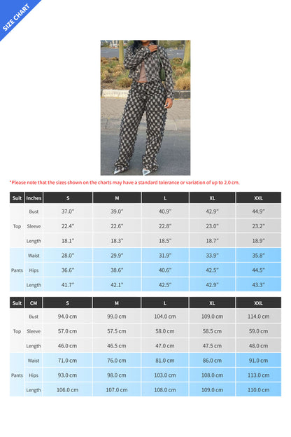 Checkered Denim Jacket & Pants Set