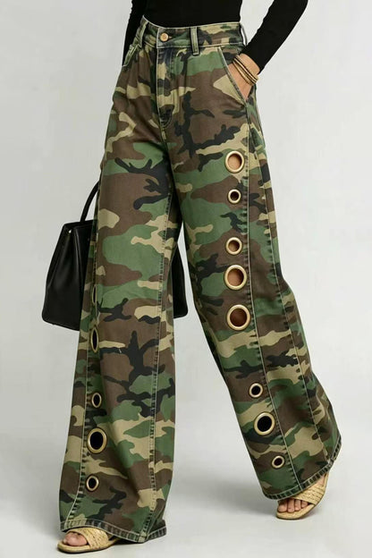Baggy Camo Eyelet Wide Leg Pants