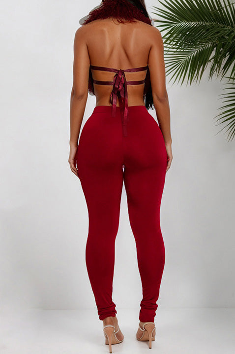 Fur Halter Vest & Leggings Set