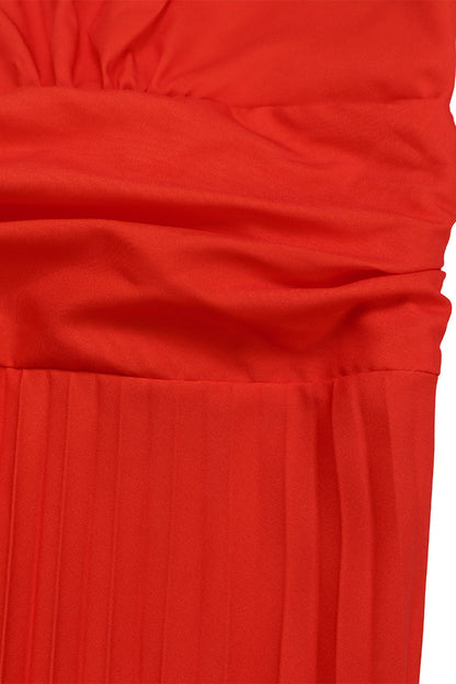 Sleeveless V-neck Pleated Maxi Dress