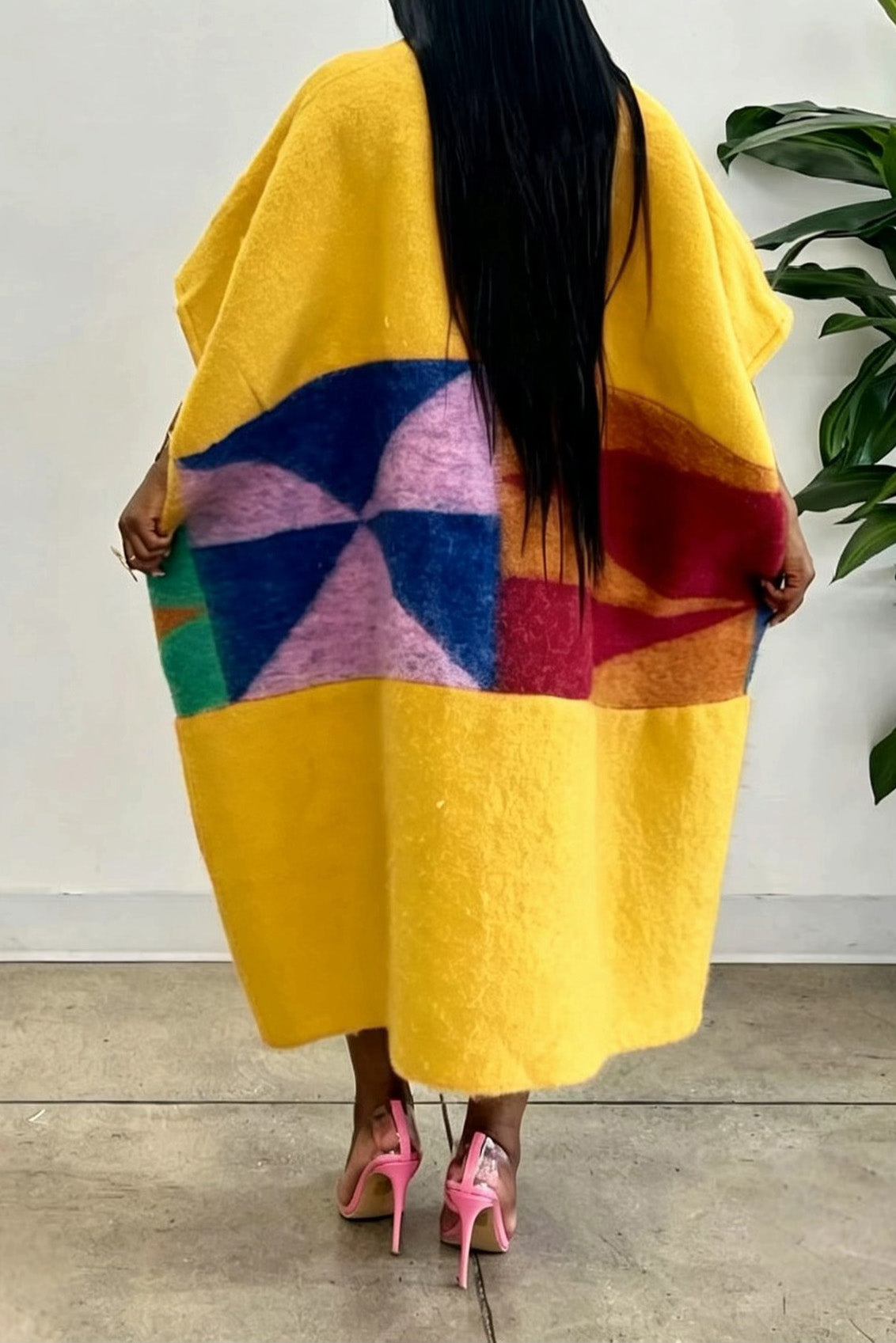 Abstract Fringed Oversized Kaftan