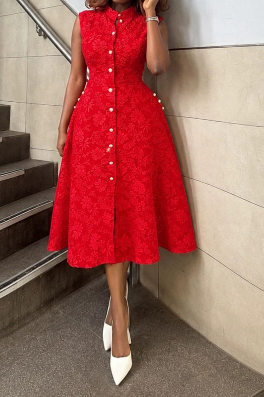 Floral Jacquard Midi Dress