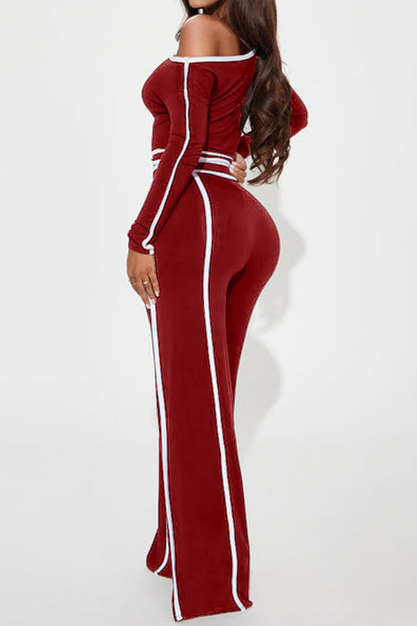 One Shoulder Top and Wide Leg Pants Set